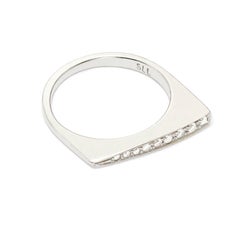 Susan Lister Locke Bague en acier inoxydable avec diamants 0,11 carat en or blanc 18 carats et palladium