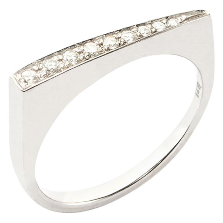 Susan Lister Locke Stax Ring with 0.11ct Diamonds in 18K Palladium White Gold For Sale