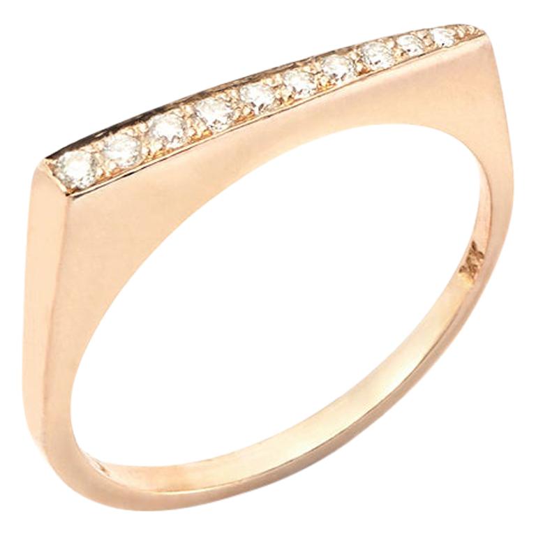 Susan Lister Locke Stax Ring with 0.11 Carat Diamonds in 18 Karat Rose Gold For Sale