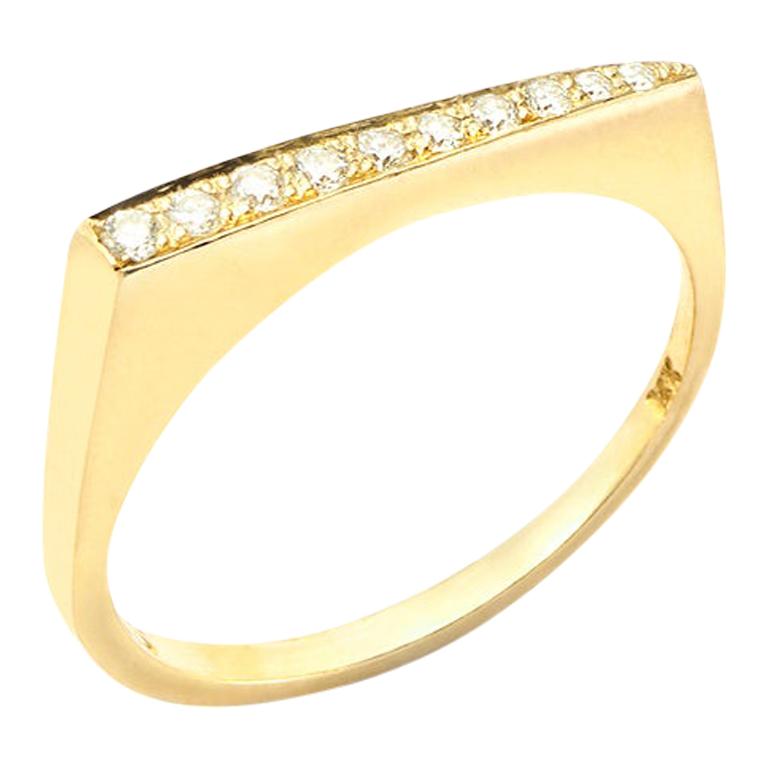 Susan Lister Locke Stax Ring with 0.11 Carat Diamonds in 18 Karat Yellow Gold For Sale