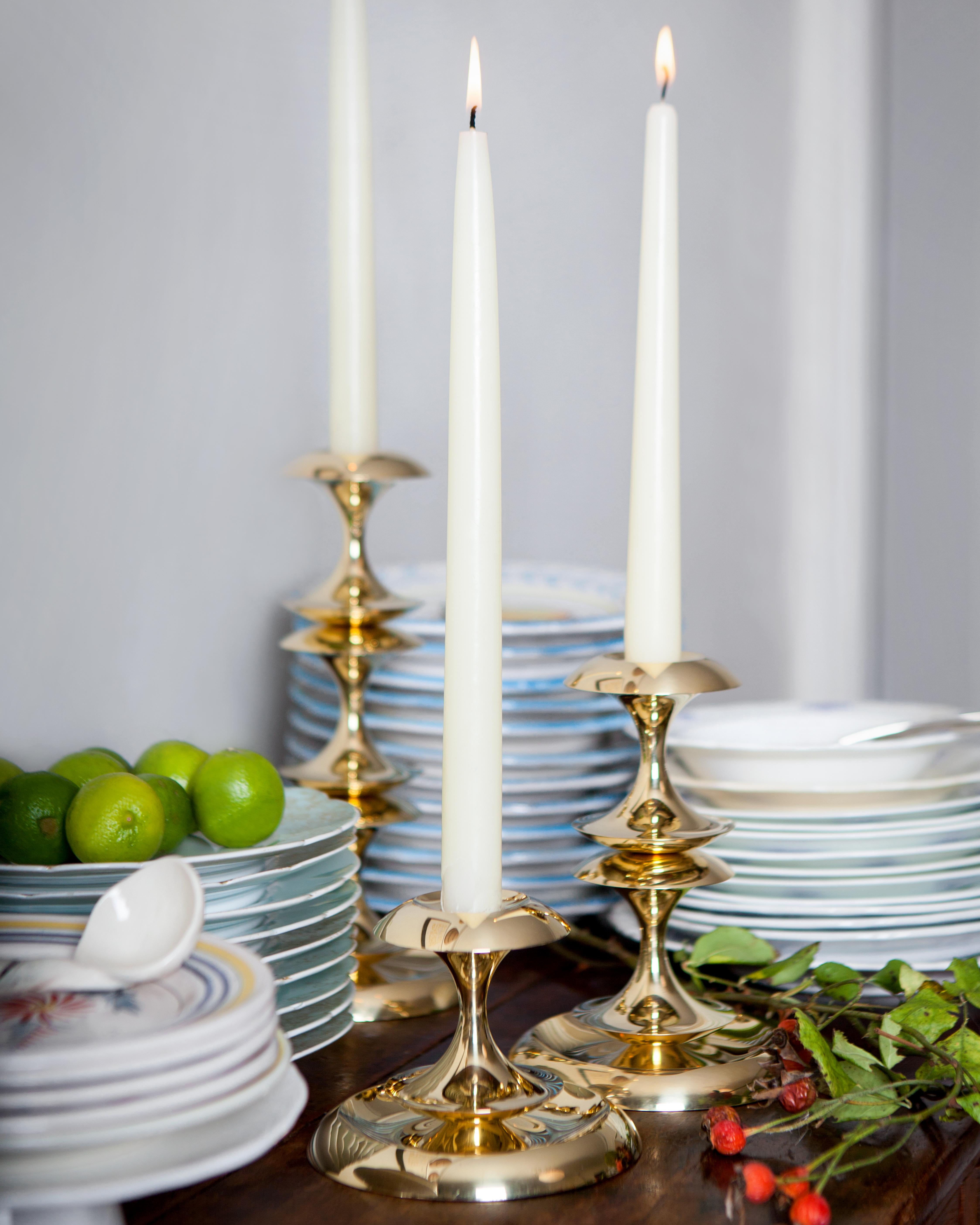Modern Stayman Candlestick by Remains Lighting Co. in Hand Polished Solid Brass Finish