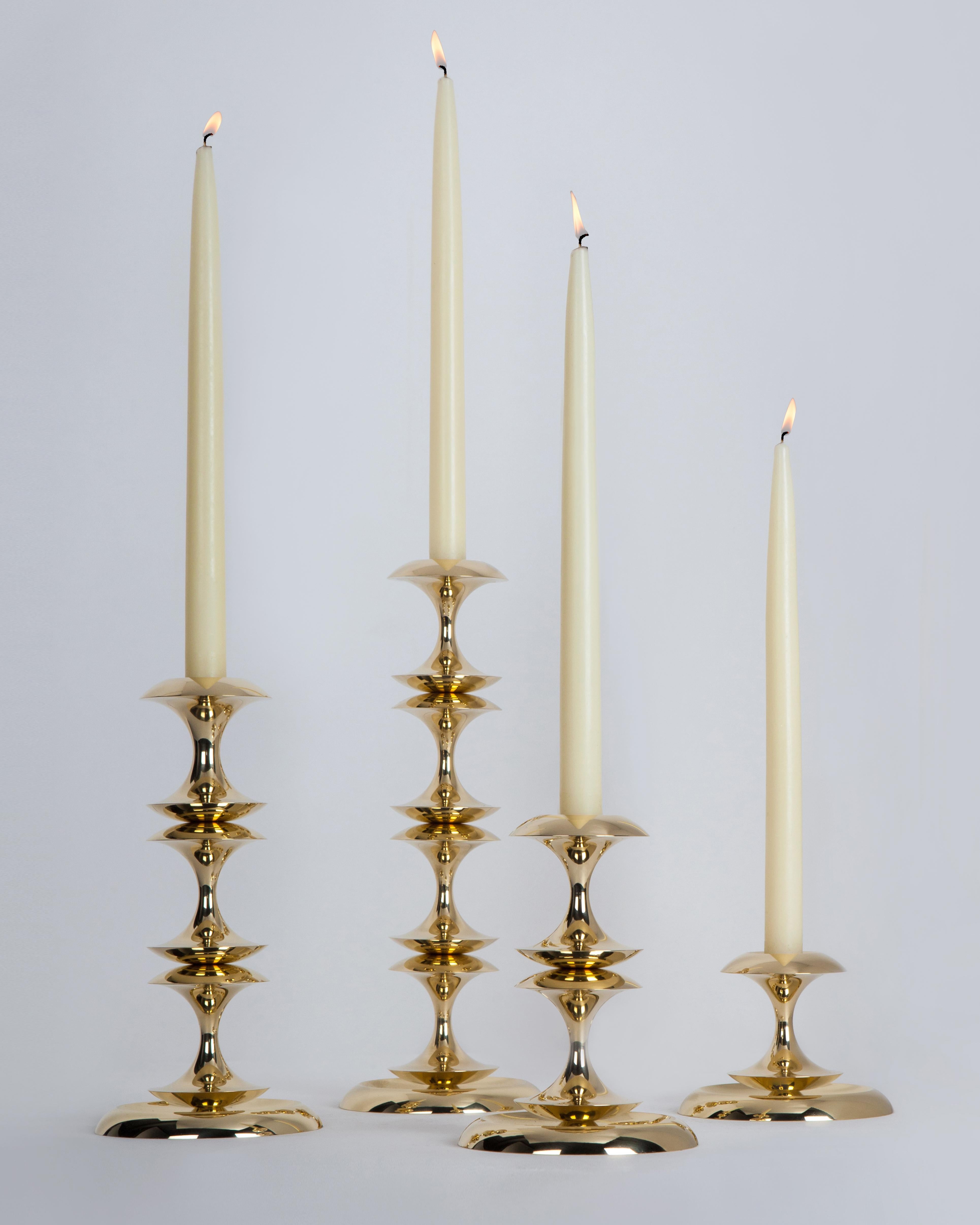 American Stayman Candlestick by Remains Lighting Co. in Hand Polished Solid Brass Finish