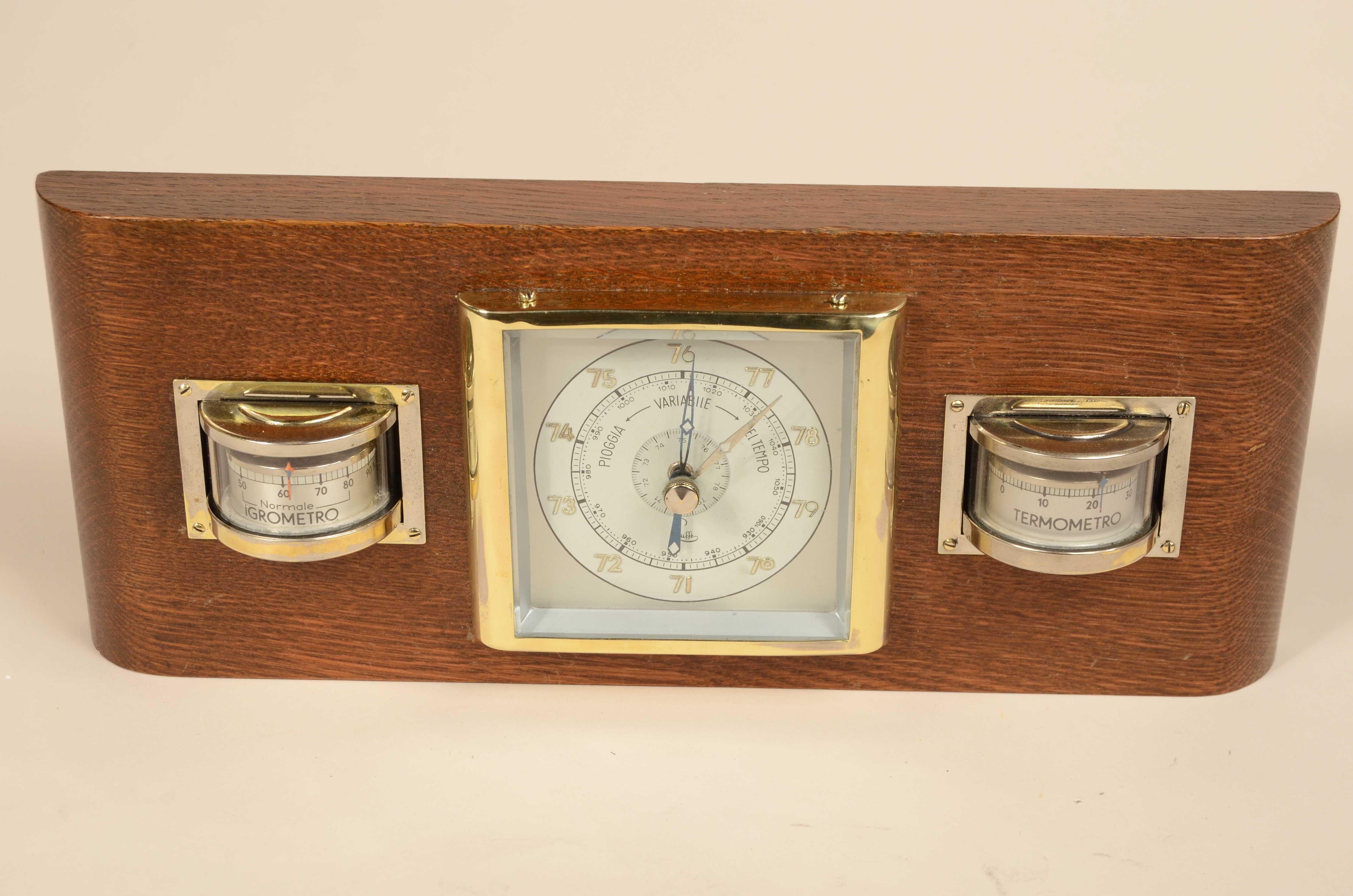Mid-20th Century Wood and glass wall barometer station signed Lufft 1950s For Sale
