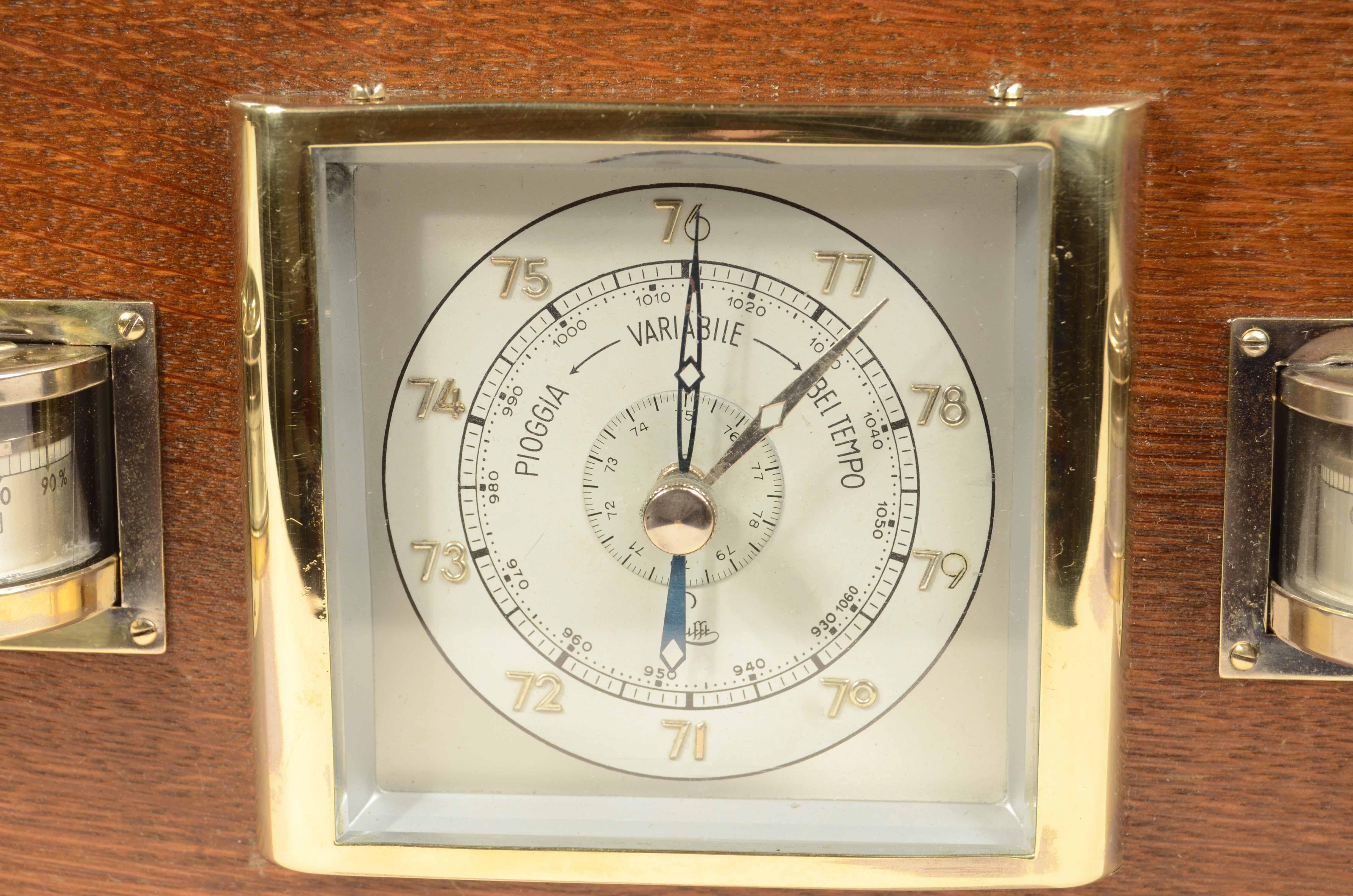 Wood and glass wall barometer station signed Lufft 1950s For Sale 1