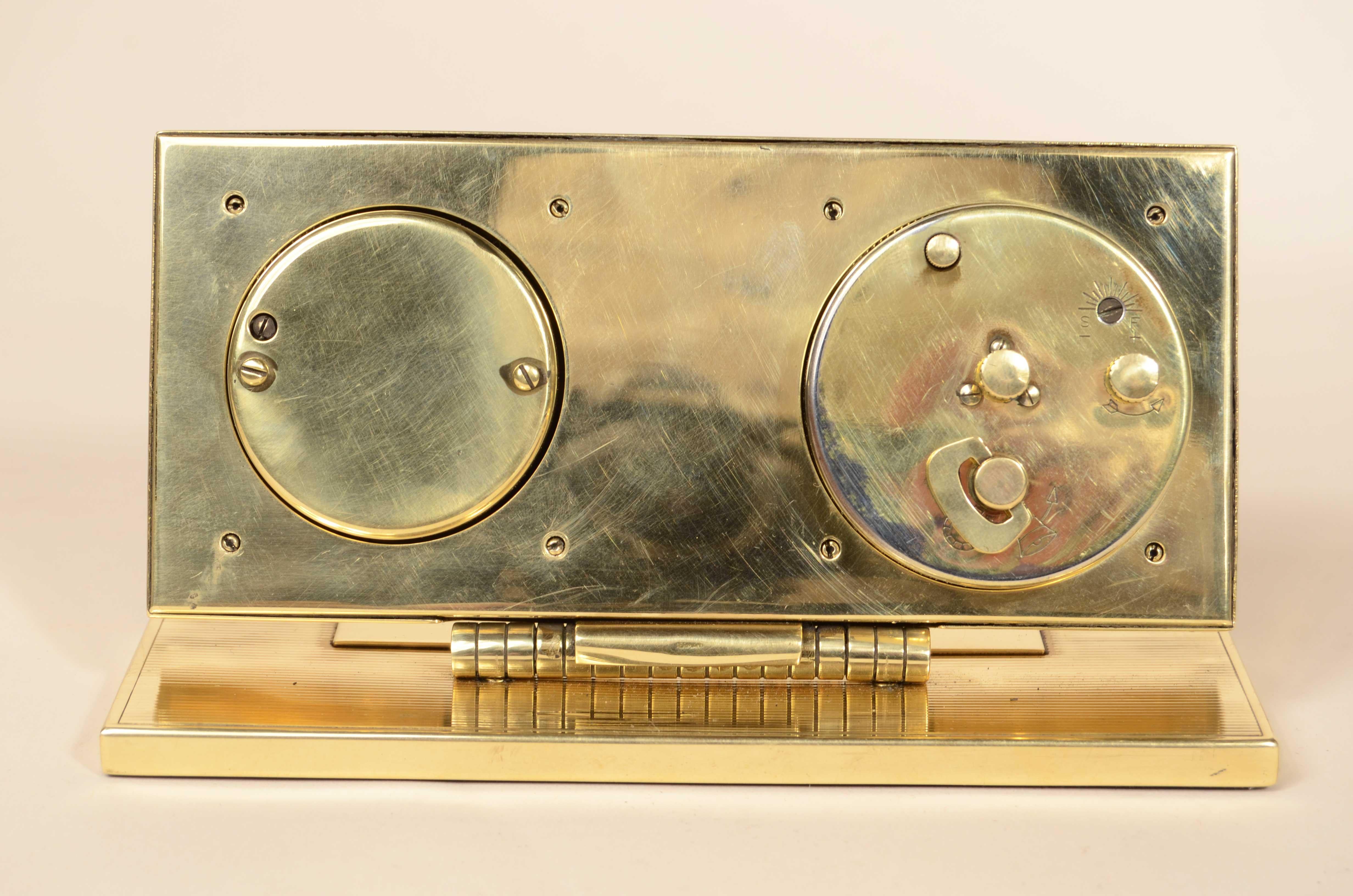 Messing Tischbarometer Uhr Thermometer 1950er Jahre im Angebot 1