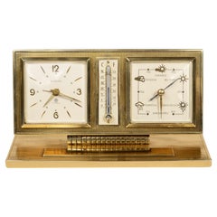 Brass tabletop barometer station with barometer clock thermometer 1950s