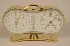 Brass table-top barometer station signed Semca Swiss 1950s