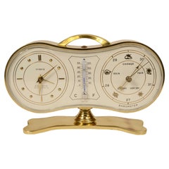 Brass table-top barometer station signed Semca Swiss 1950s