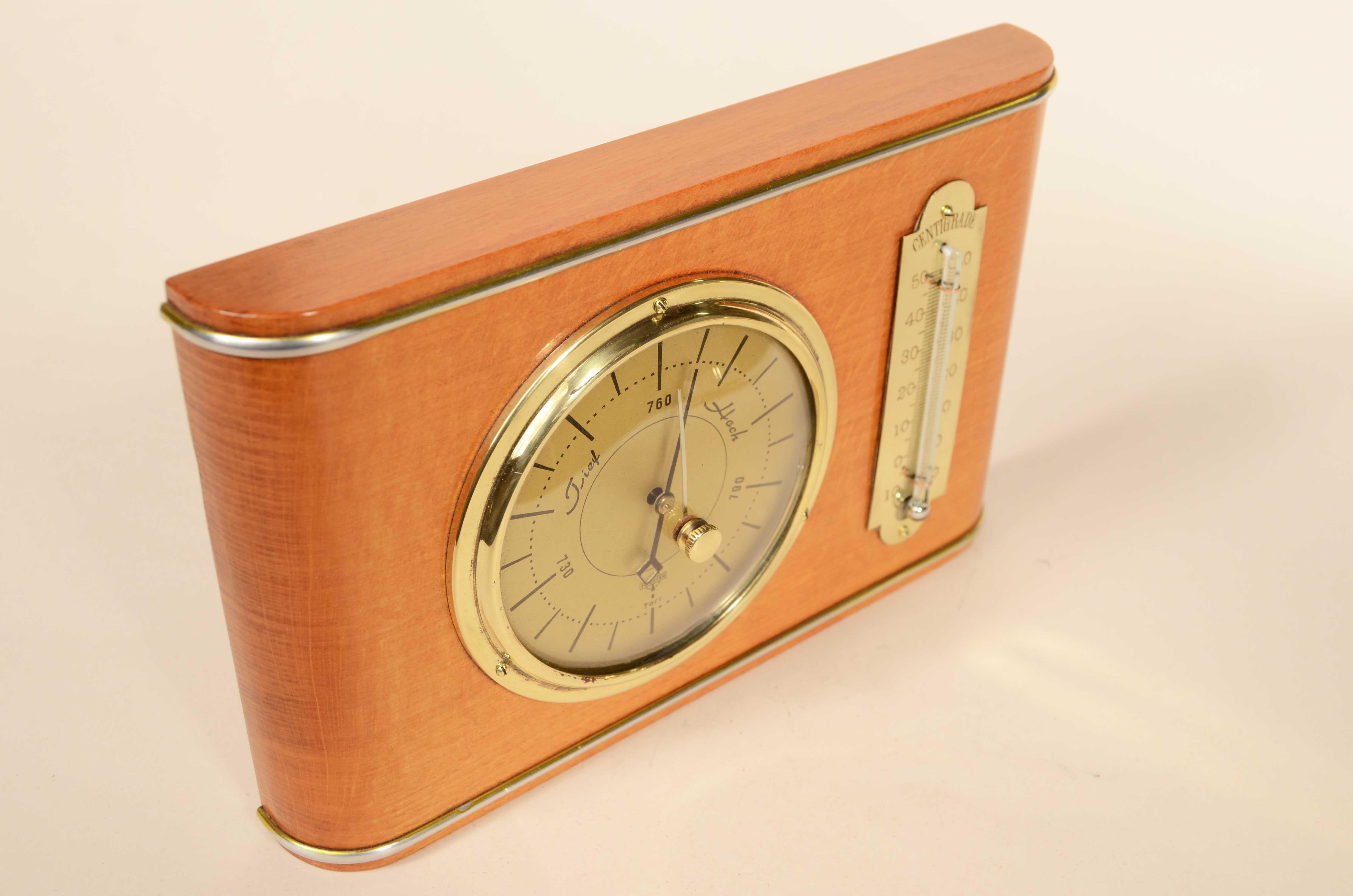Table or wall-mounted barometer station made of wood glass and brass 1950s For Sale 5