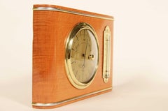 Table or wall-mounted barometer station made of wood glass and brass 1950s