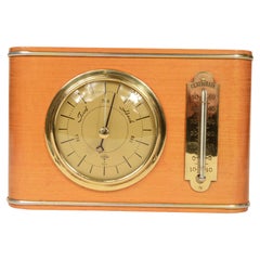 Table or wall-mounted barometer station made of wood glass and brass 1950s