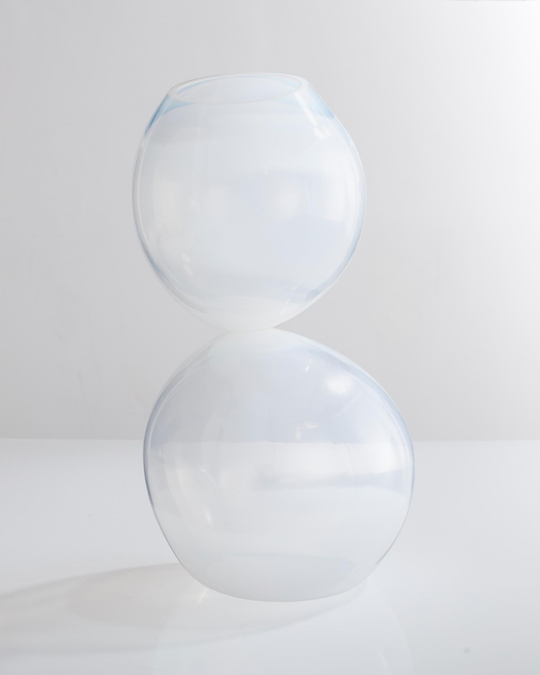 Unique stacked globe vessel in translucent hand blown glass. Designed and made by Jeff Zimmerman, USA, 2012.