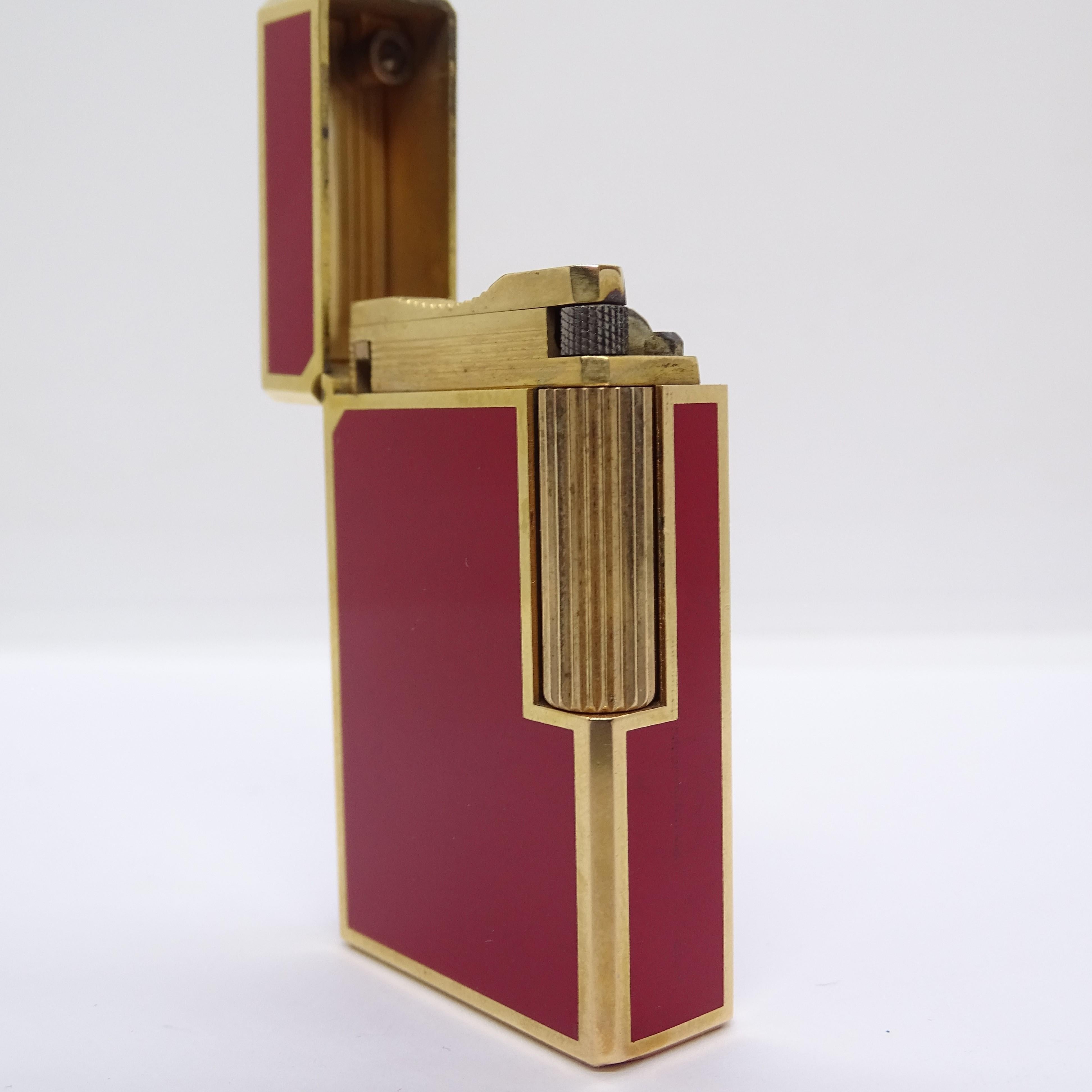 S.T.Dupont red lacquer and plated gold lighter collection For Sale 6