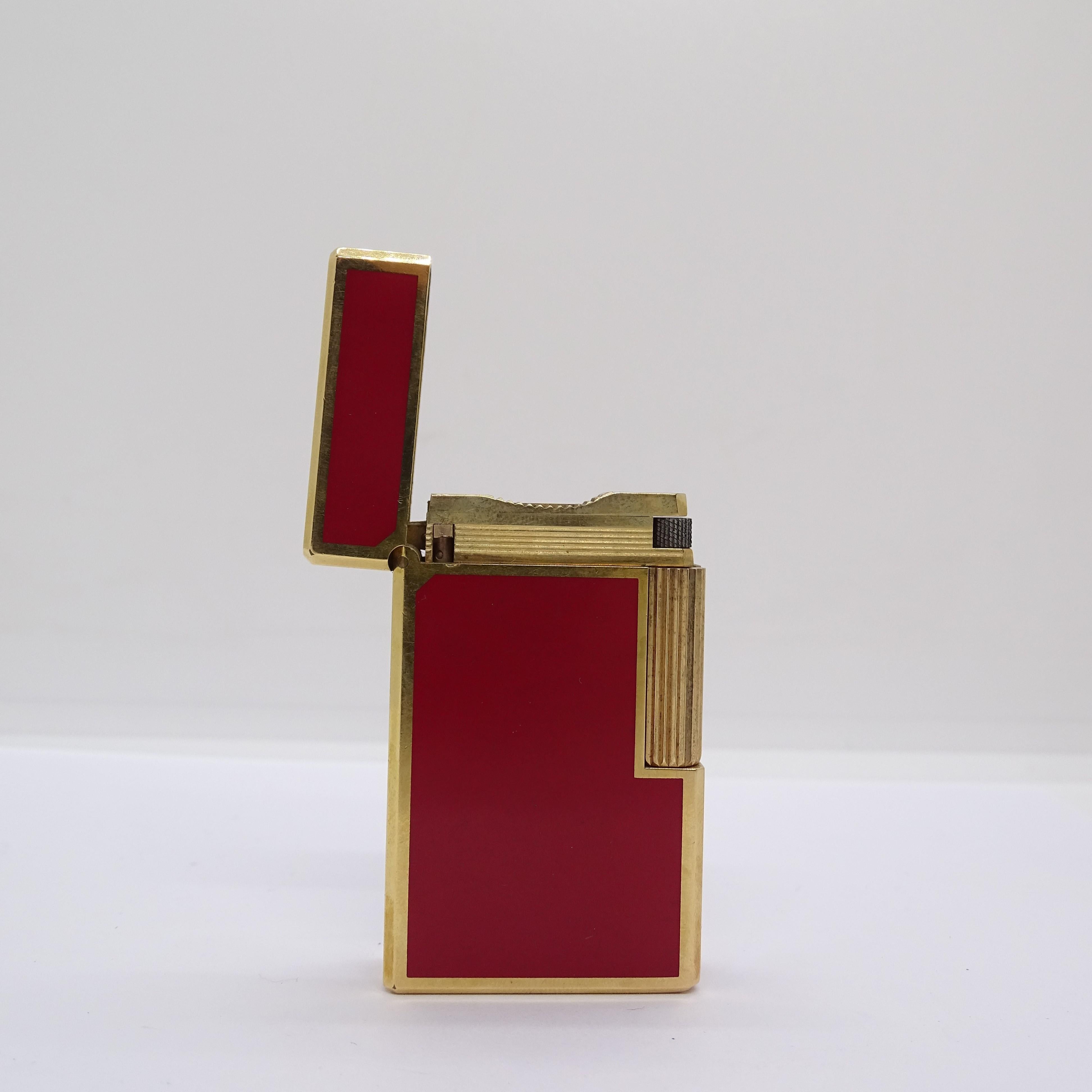 S.T.Dupont red lacquer and plated gold lighter collection For Sale 7