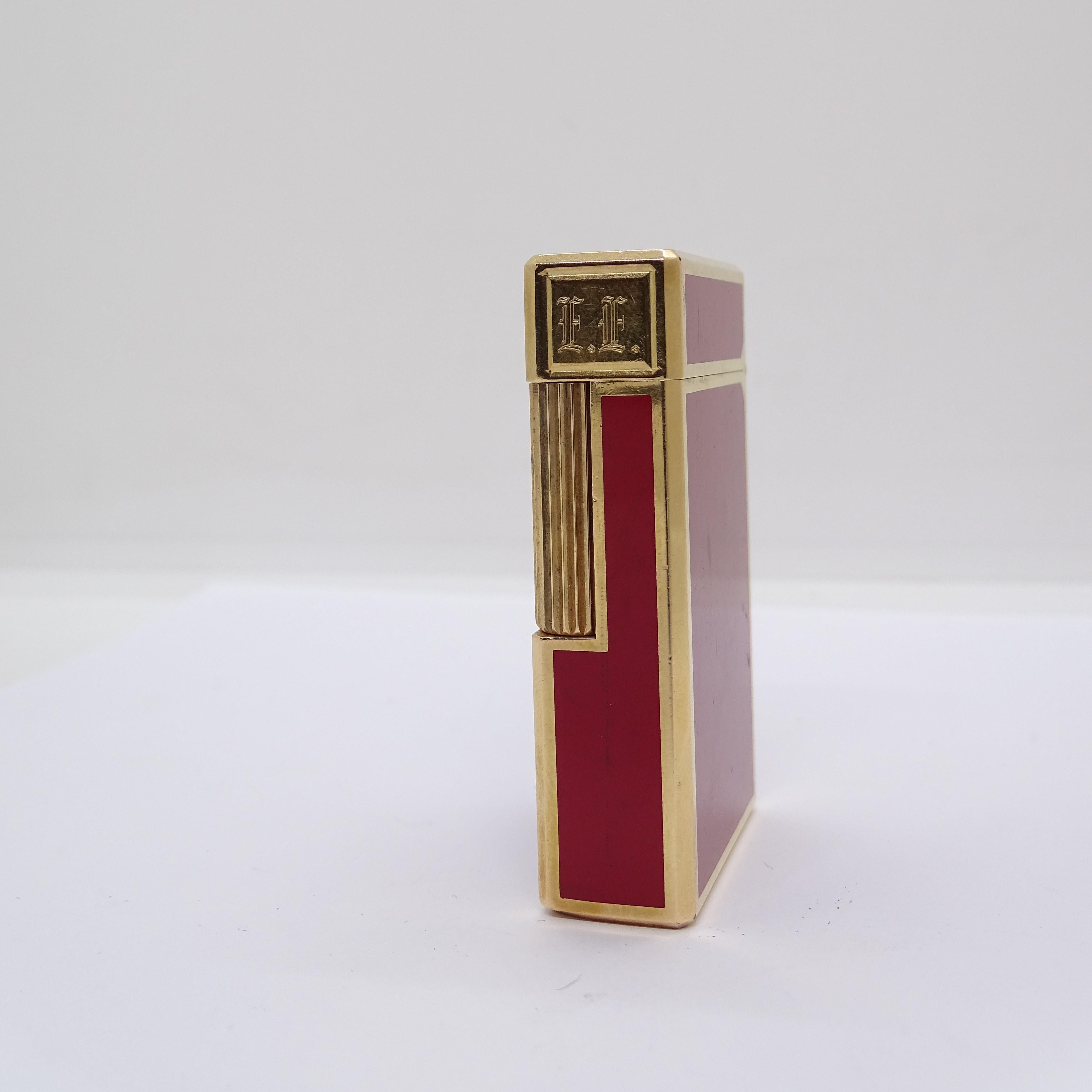 S.T.Dupont red lacquer and plated gold lighter collection 9