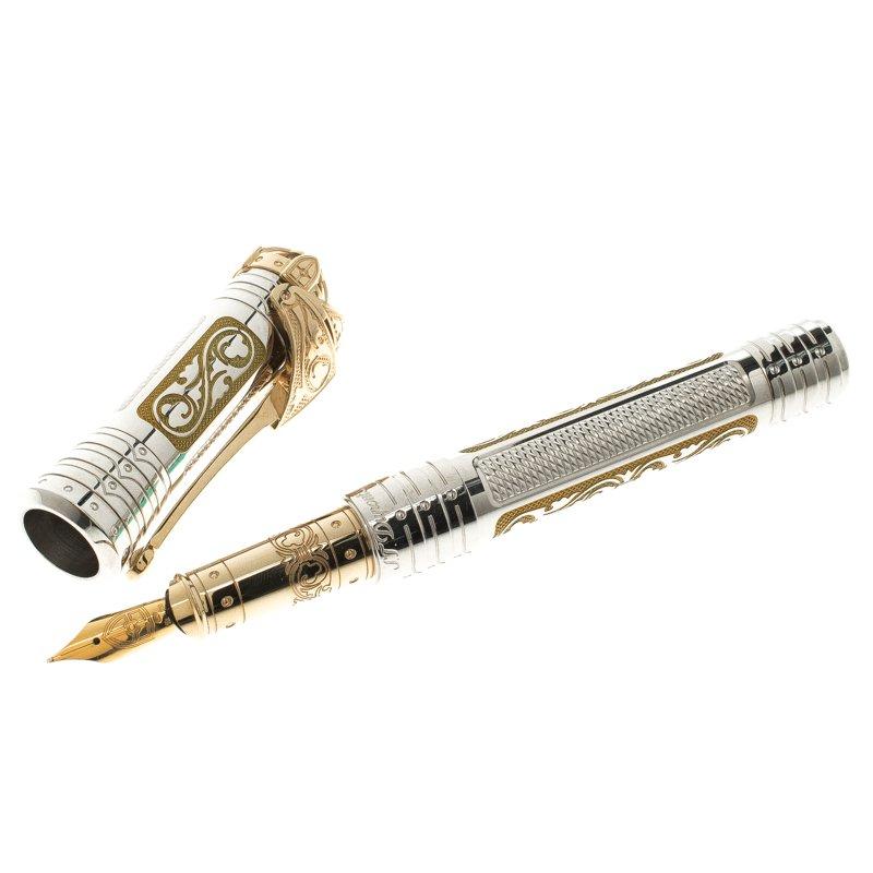 Royal looks and meticulous design define this fountain pen from S.T. Dupont. It is truly a rare instrument worth possessing because it has been handcrafted and the colection is limited to just 515 worldwide. This White Knight piece is number 162 and