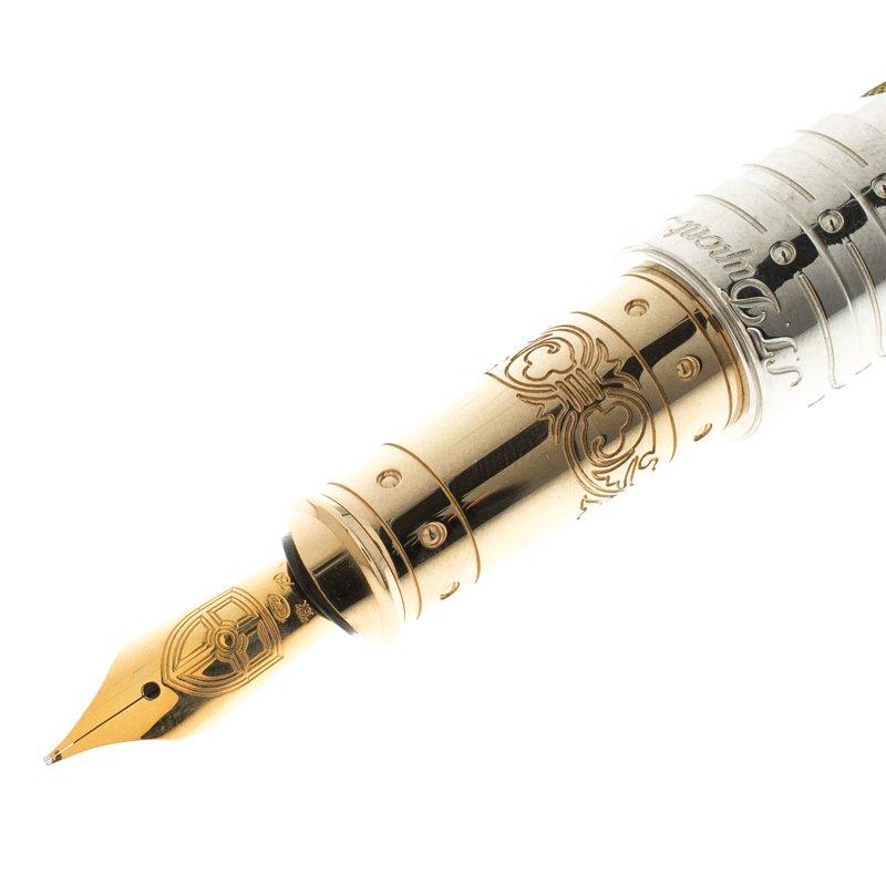 Beige S.T.Dupont White Knight Limited Edition President Fountain Pen, 18k Gold Nib