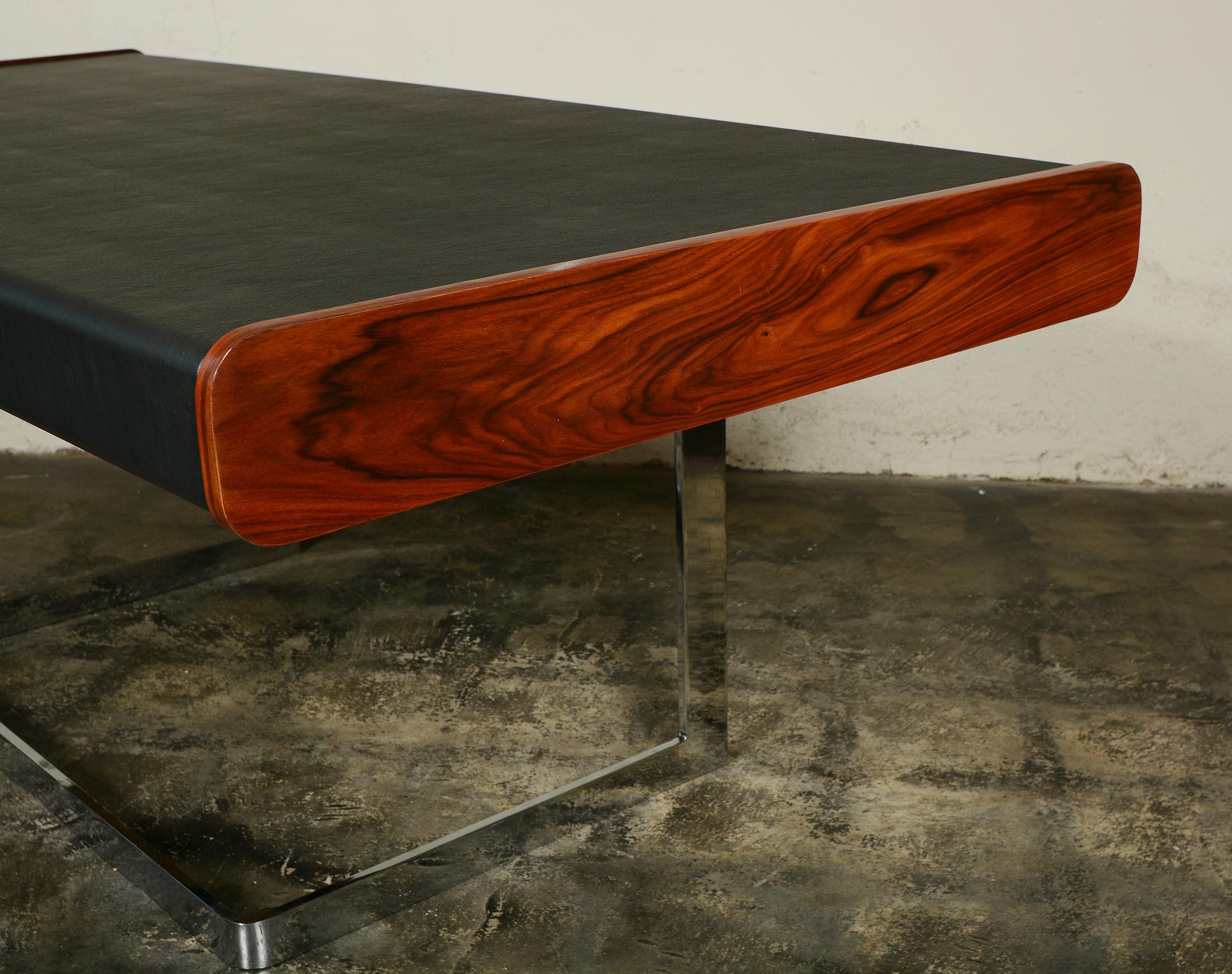 Ste. Marie and Laurent Rosewood and Chrome Cantilevered Desk 3