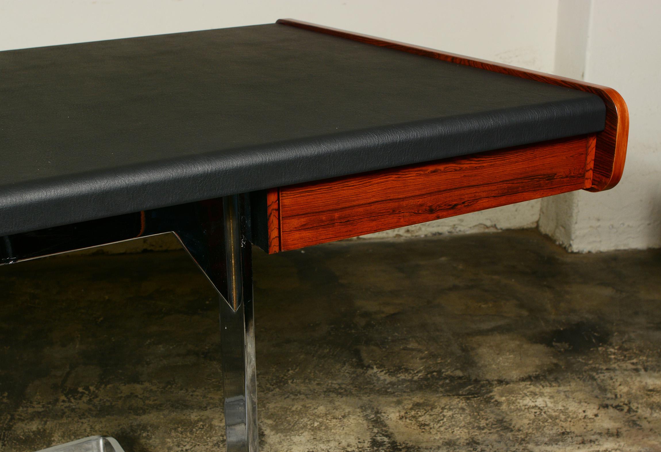 Ste. Marie and Laurent Rosewood and Chrome Cantilevered Desk 4