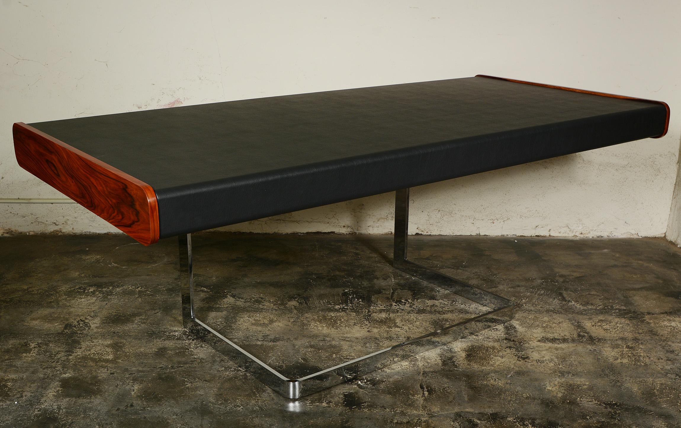 Canadian Ste. Marie and Laurent Rosewood and Chrome Cantilevered Desk