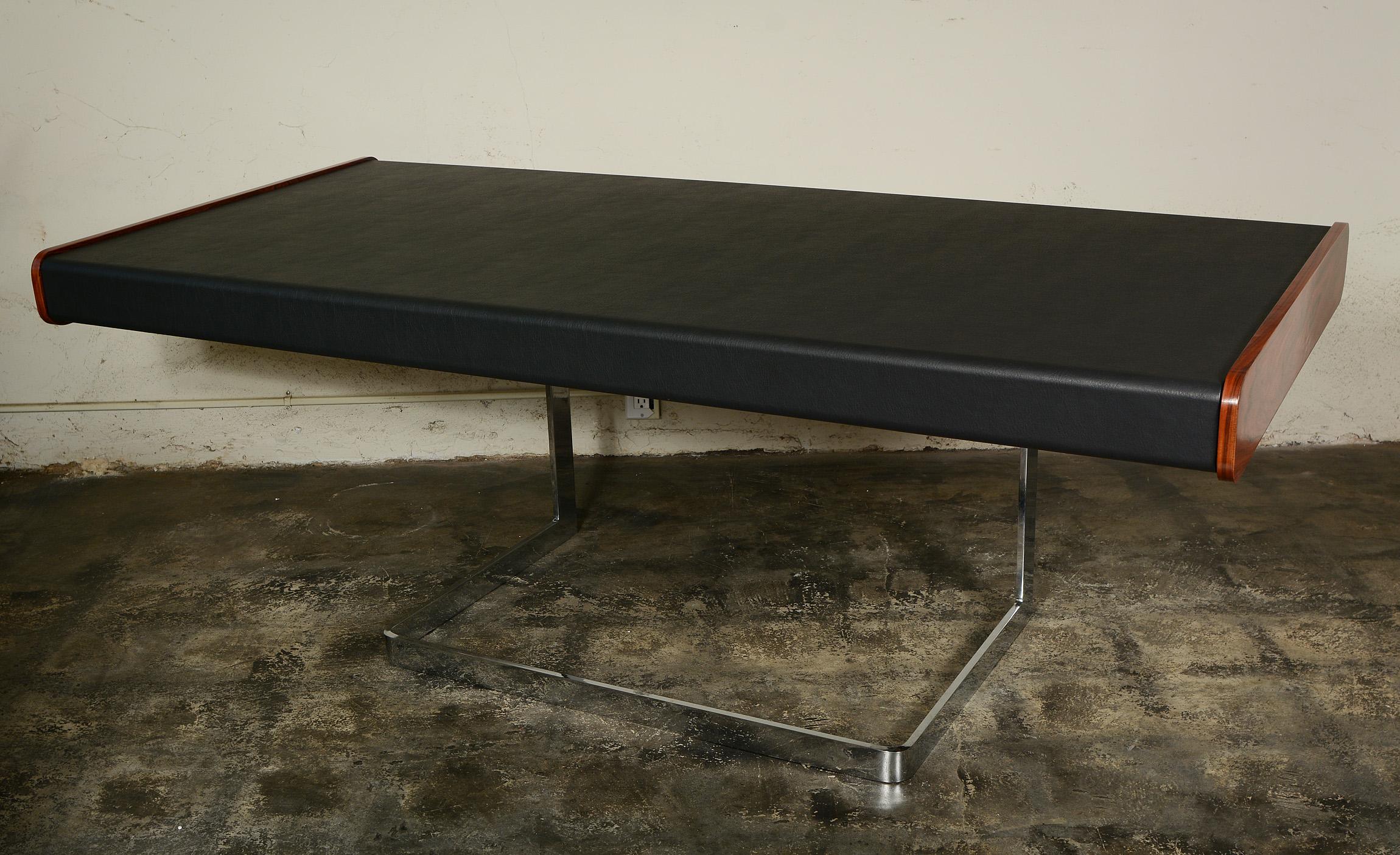 Ste. Marie and Laurent Rosewood and Chrome Cantilevered Desk In Good Condition In San Mateo, CA