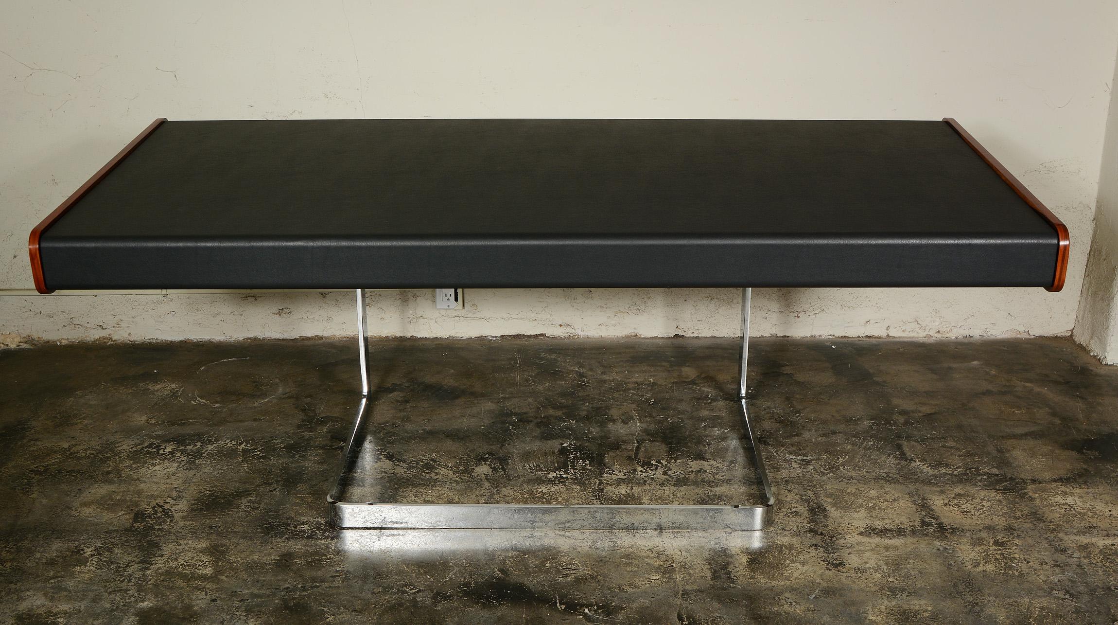 Ste. Marie and Laurent Rosewood and Chrome Cantilevered Desk 2