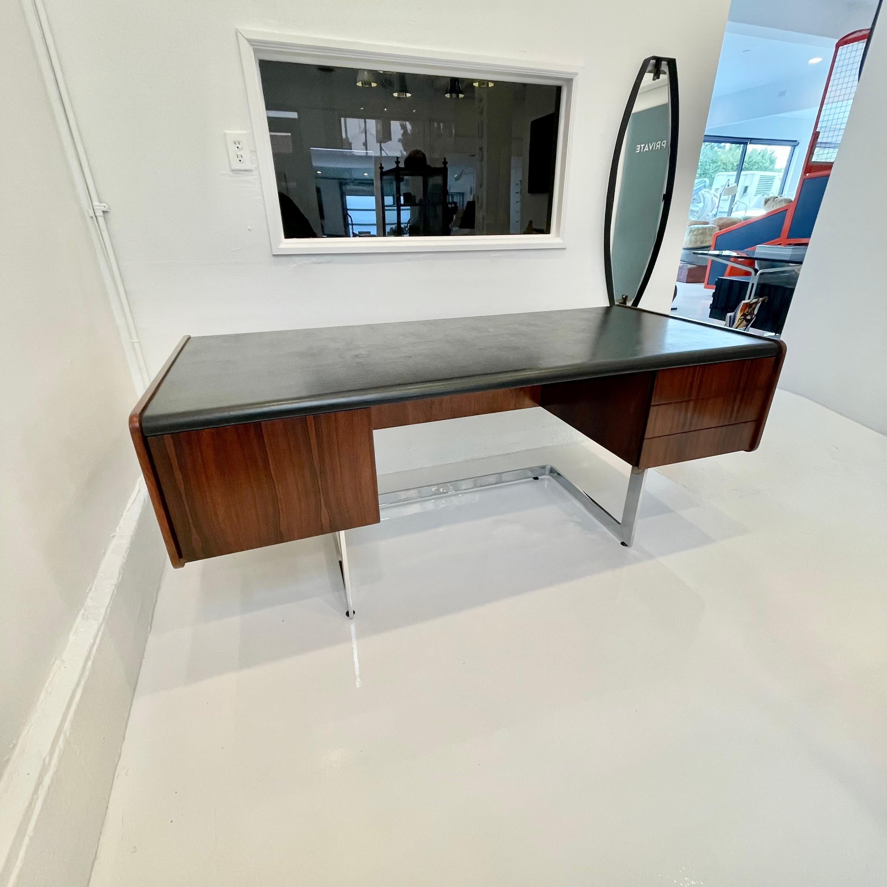 Mid-Century Modern Ste. Marie & Laurent Rosewood and Chrome Desk