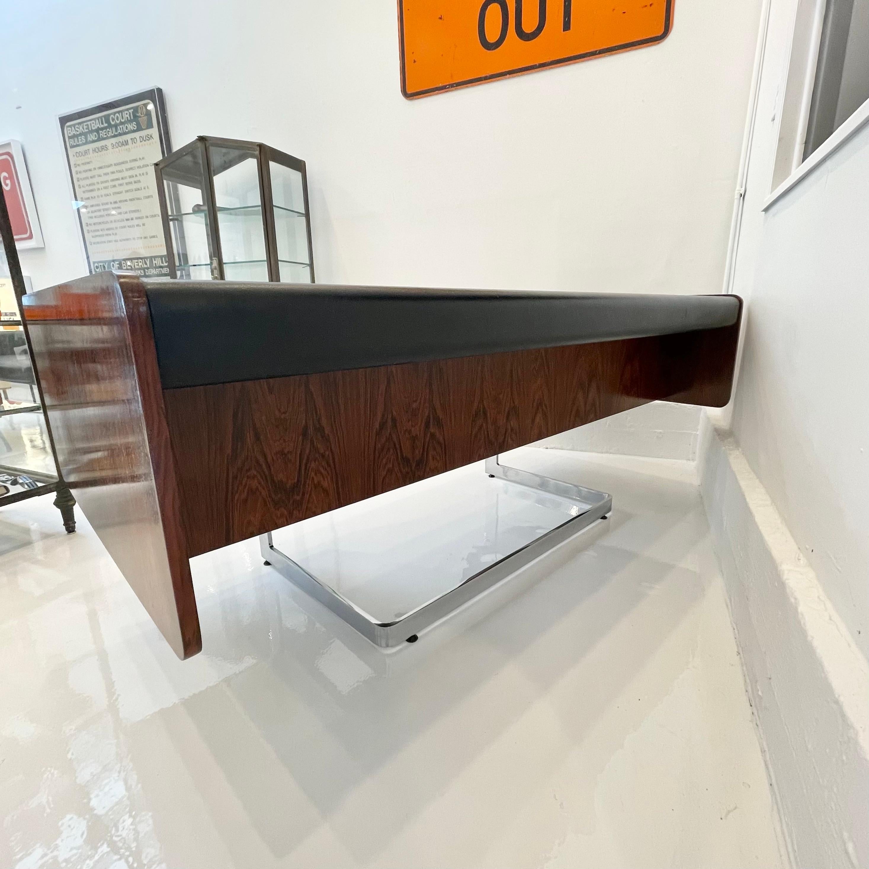 Ste. Marie & Laurent Rosewood and Chrome Desk In Good Condition In Los Angeles, CA