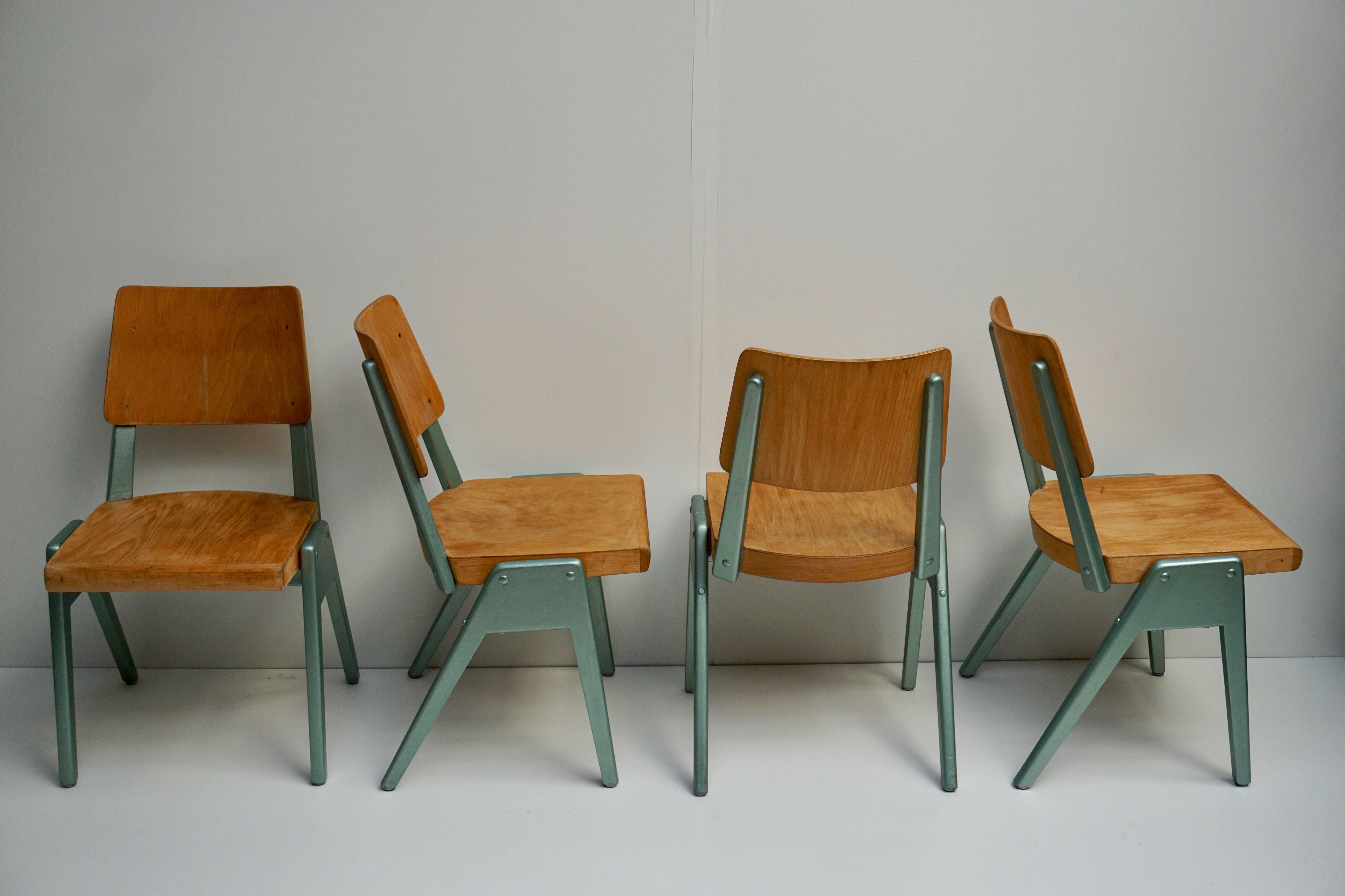 Mid-Century Modern Four Plywood Dining Chairs For Sale