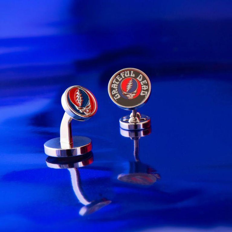 Grateful Dead Steal Your Face Sterling Silver Cufflinks