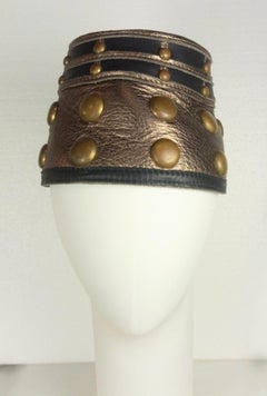 Steam Punk Studded Leather and Metal Antenna Cone Hat