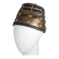 Steam Punk Studded Leather and Metal Antenna Cone Hat