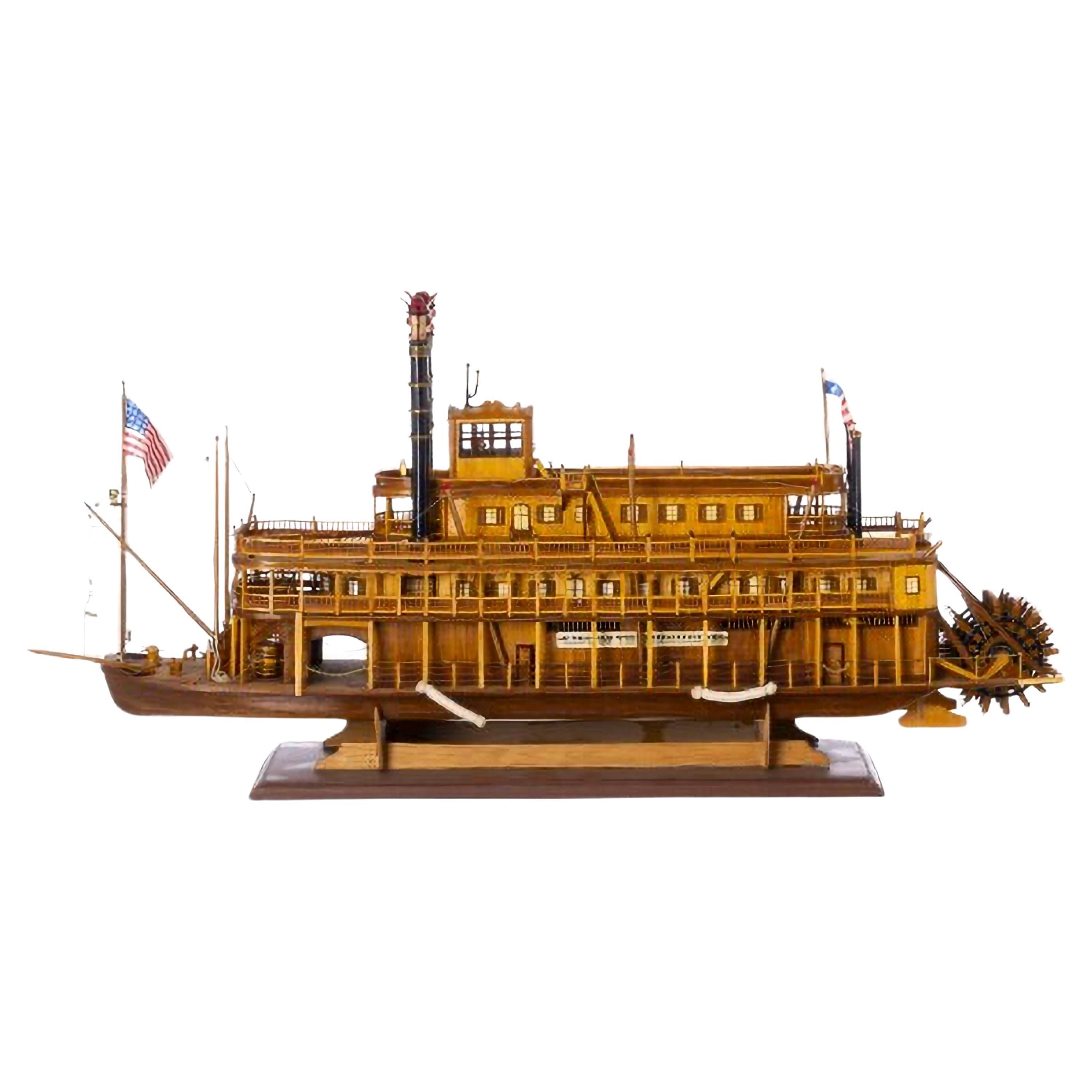 STEAM SHIP MODEL "KING OF THE MISSISSIPPI" 20th Century For Sale