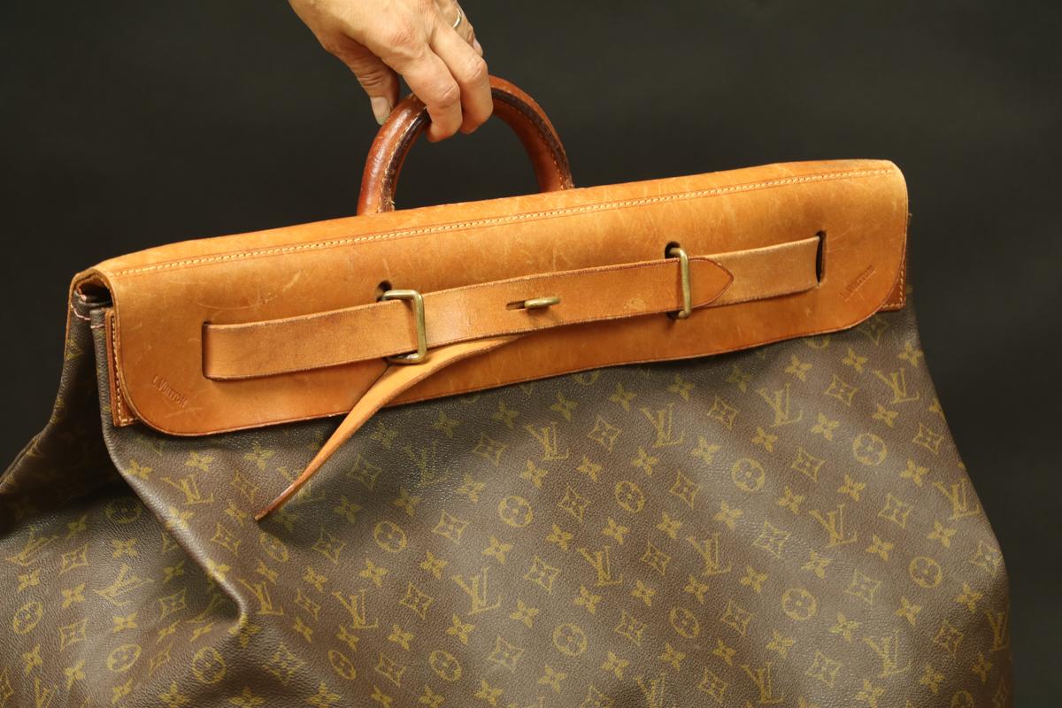 Steamer Bag Leather and Monogram Canvas For Sale 1