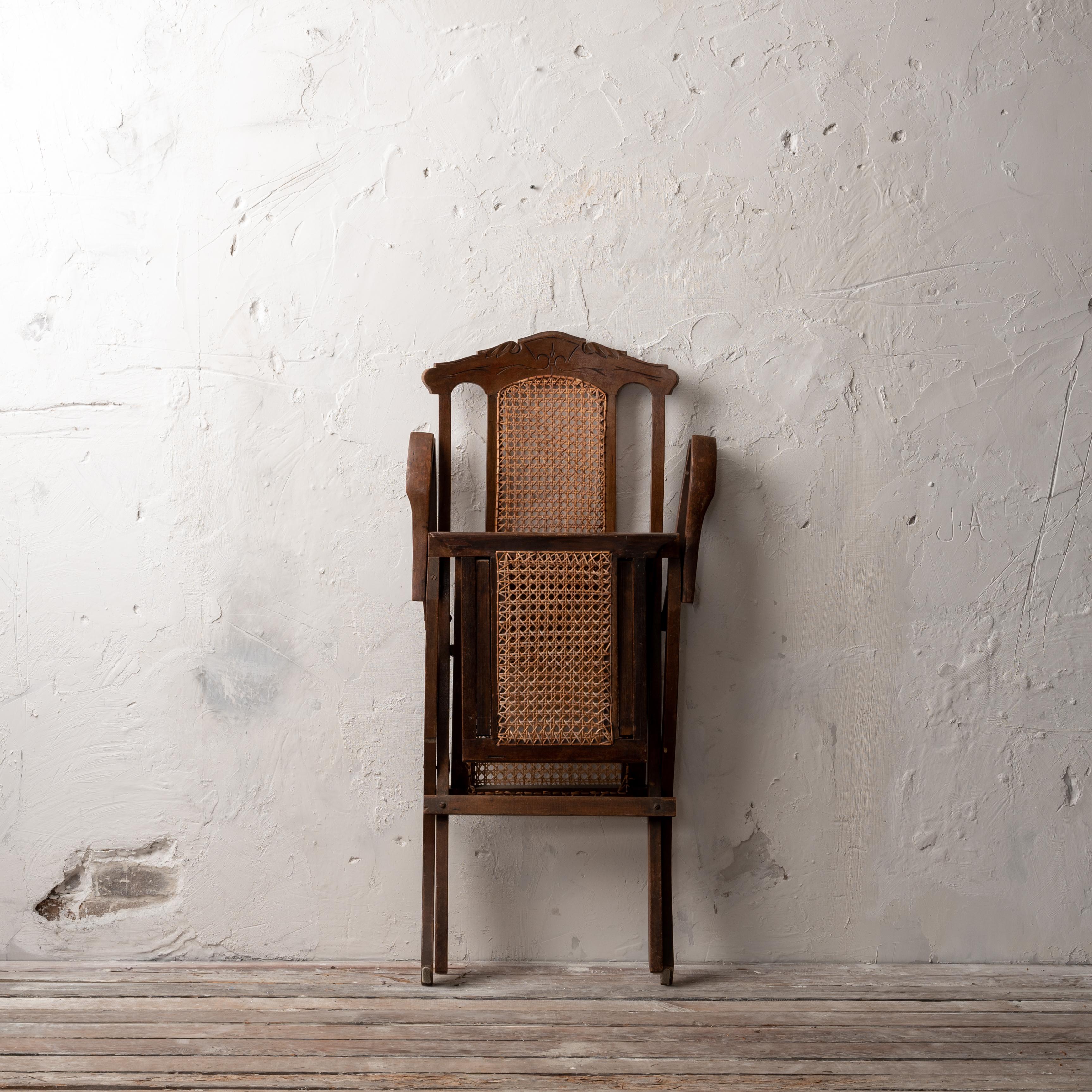 Cane Steamer Deck Chair, c.1890 For Sale