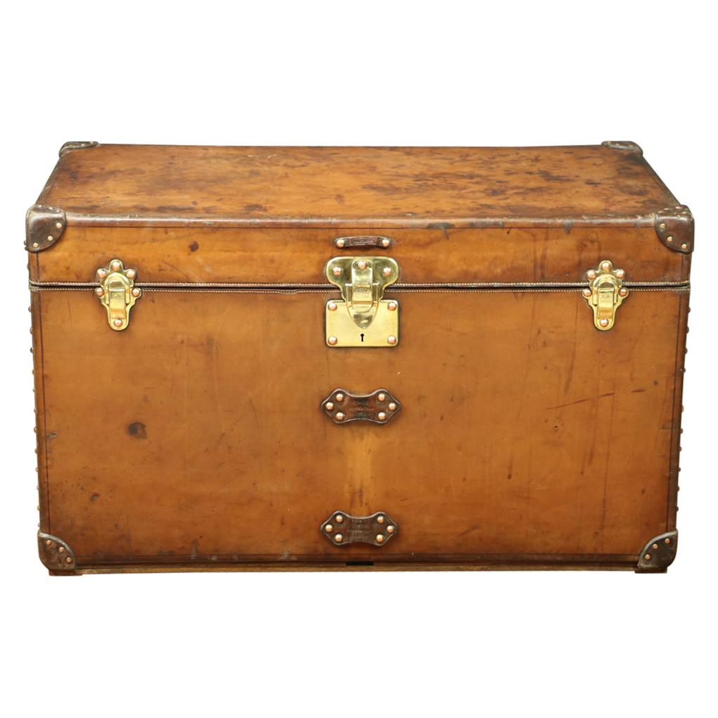 Steamer Louis Vuitton Leather Trunk For Sale