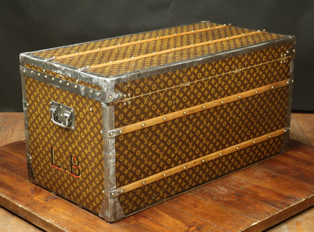 Metal Steamer Louis Vuitton Trunk, with Its Interior in Camphor