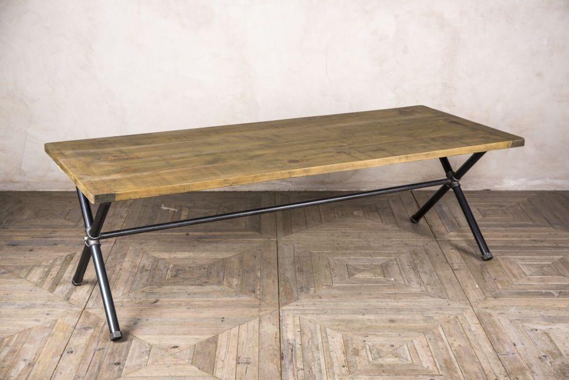 A fine steamer pipe dining table, 20th century. 

Introducing our X-frame ‘Steamer’ table. This industrial style dining table forms is constructed from pipework. We also stock straight-leg dining tables, poseur table, and benches with pipework