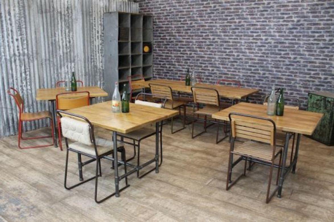 A fine steamer pipework restaurant table (dining), 20th century.

This vintage industrial style table forms part of a new range of restaurant, cafe and dining tables that we are now supplying.

These 'Steamer' metal base tables are made from