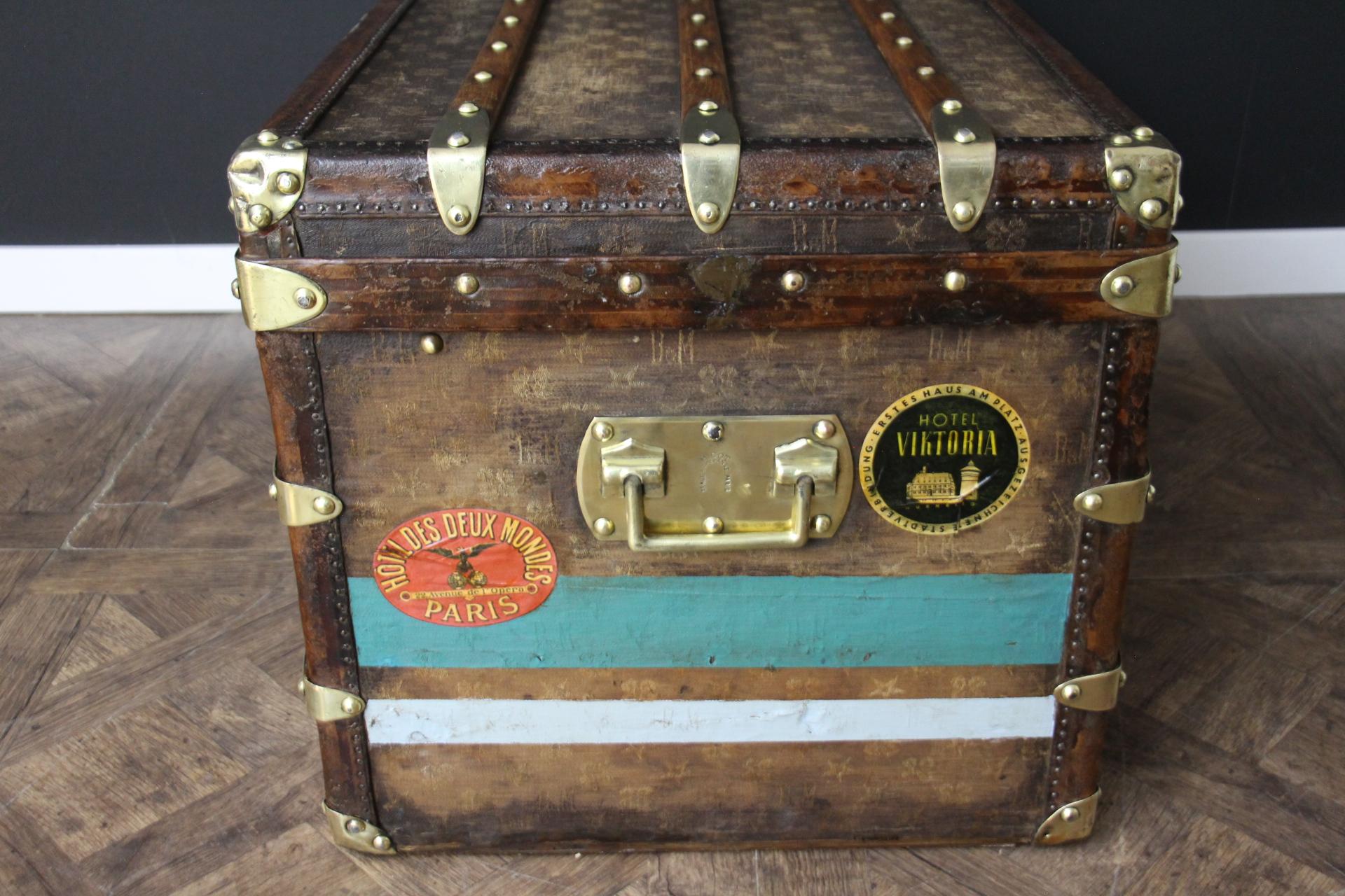 Steamer Trunk in Monogram Woven Canvas by Bigot and Morand France 100 cm 4