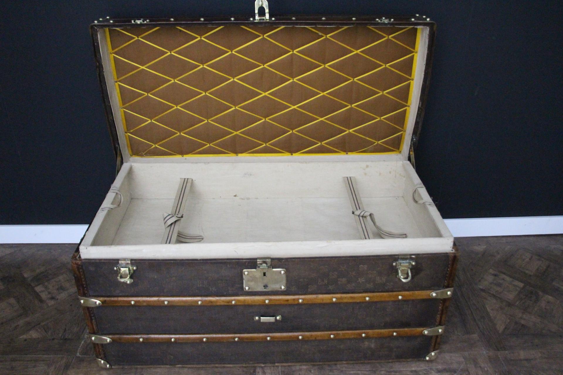 Steamer Trunk in Monogram Woven Canvas by Bigot and Morand France 100 cm 6