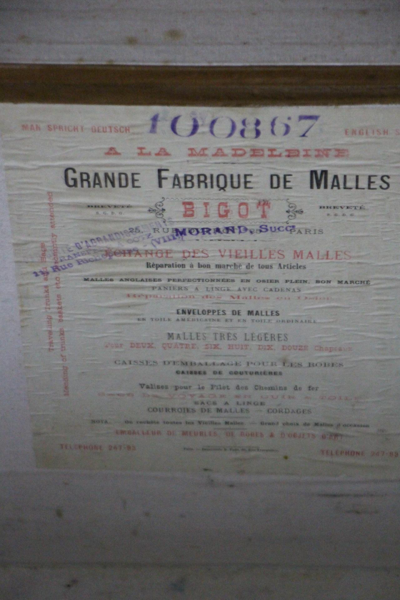 Steamer Trunk in Monogram Woven Canvas by Bigot and Morand France 100 cm 8