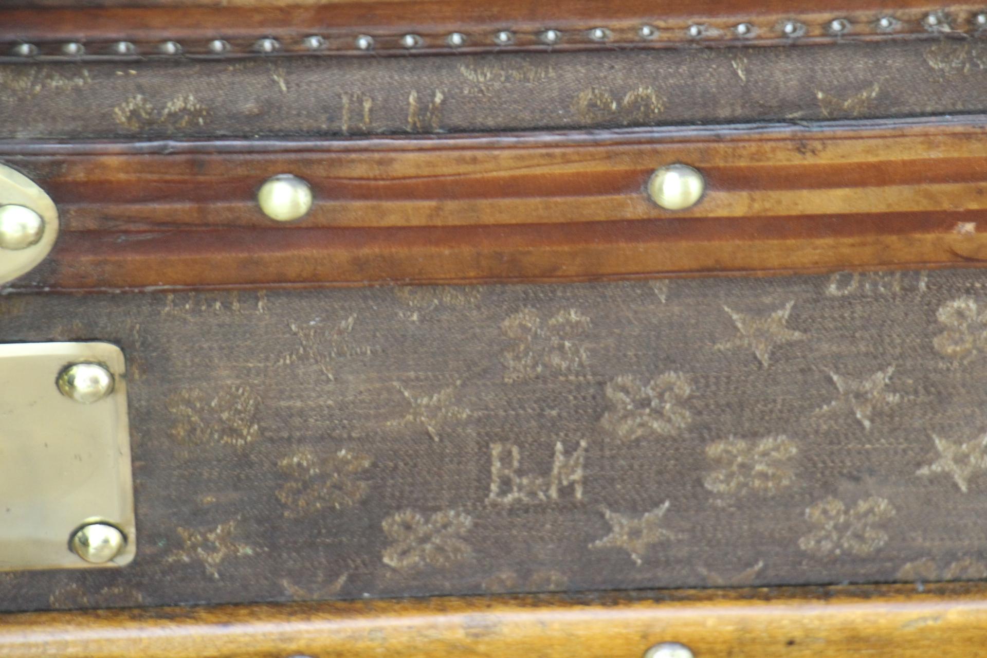Steamer Trunk in Monogram Woven Canvas by Bigot and Morand France 100 cm 9
