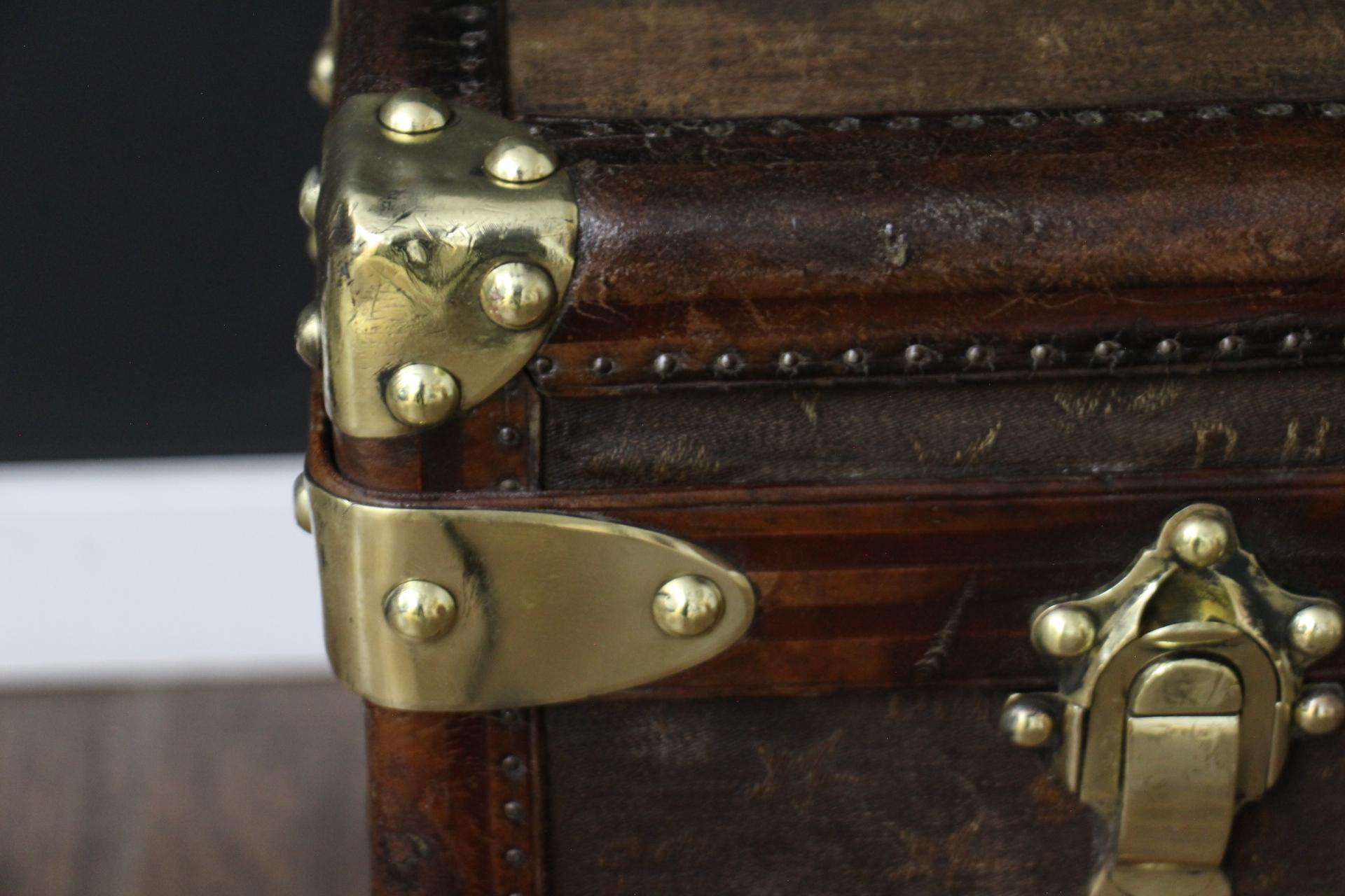 French Steamer Trunk in Monogram Woven Canvas by Bigot and Morand France 100 cm