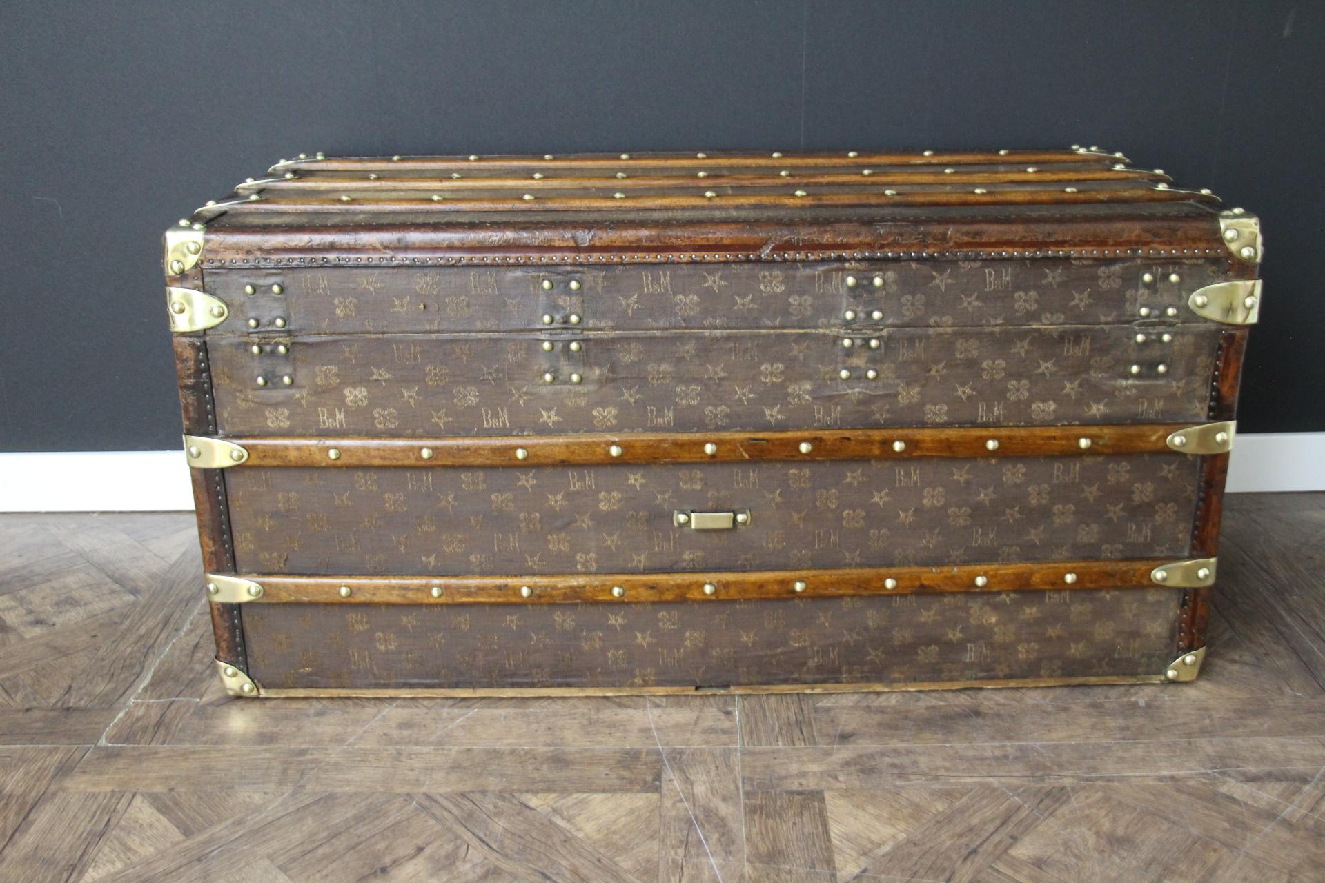 Steamer Trunk in Monogram Woven Canvas by Bigot and Morand France 100 cm 3