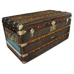 Steamer Trunk in Monogram Woven Canvas by Bigot and Morand France 100 cm