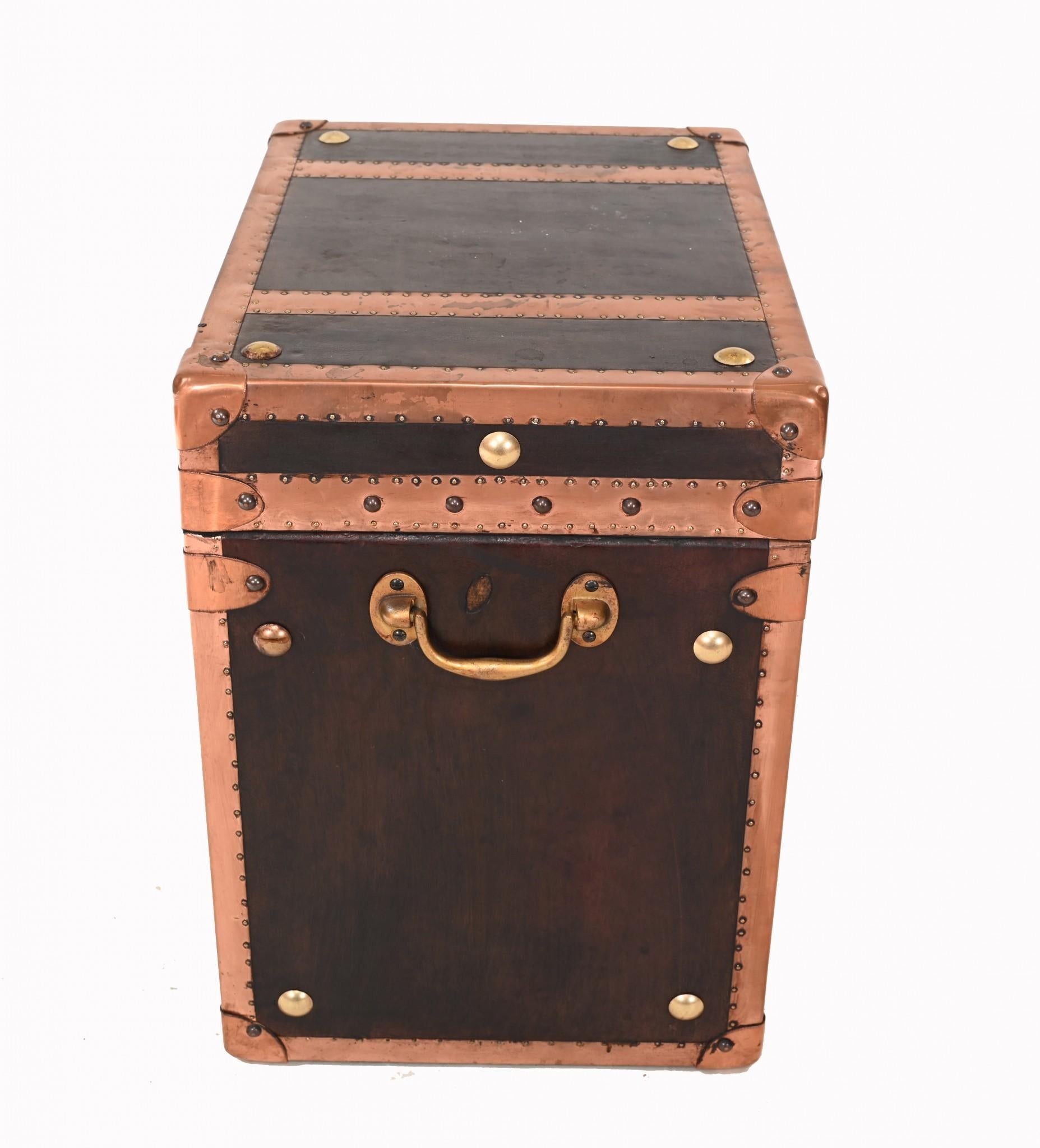 Leather Steamer Trunk Luggage Box Case Side Table