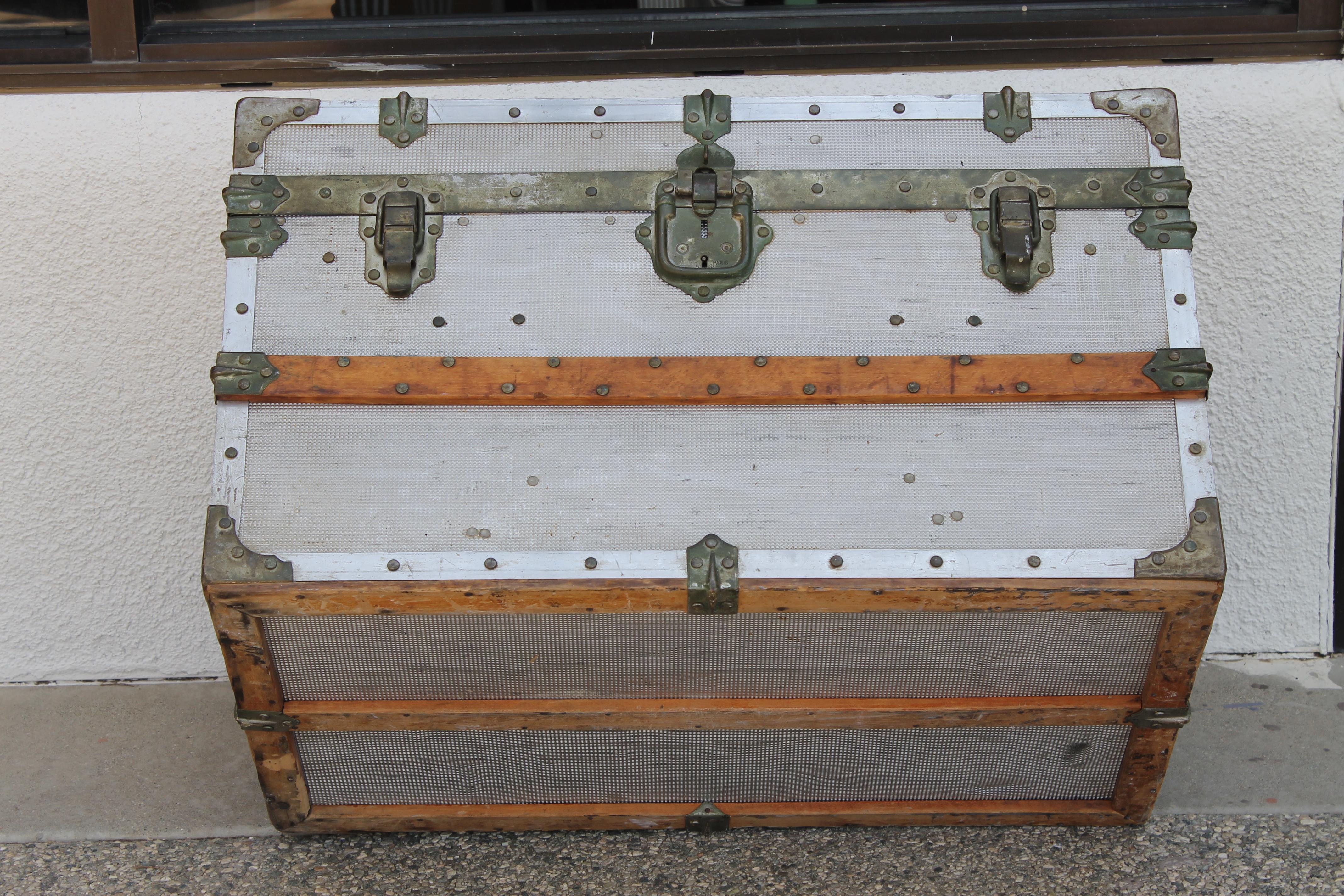 Mid-Century Modern Steamer Trunk Made in Paris, France