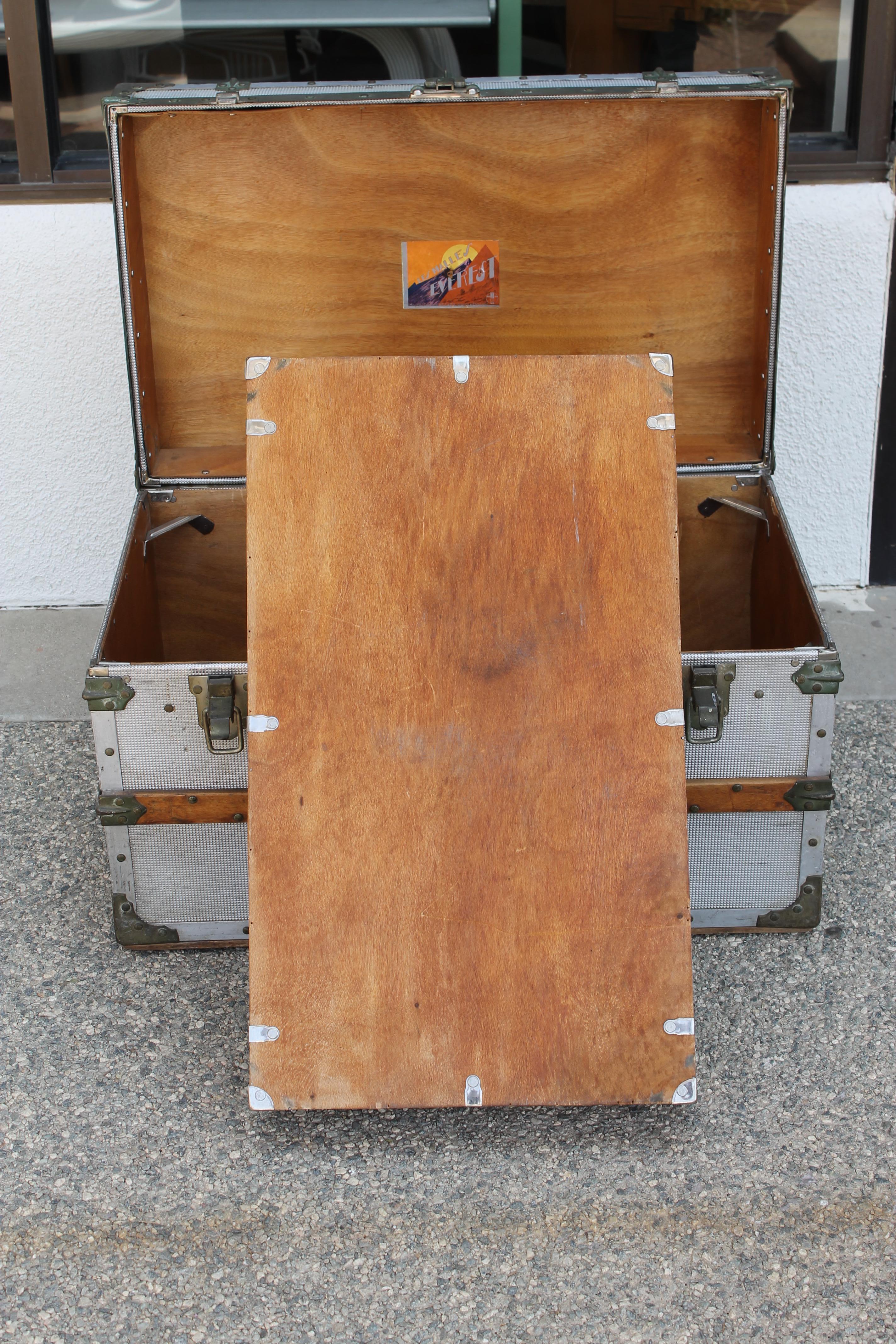 Aluminum Steamer Trunk Made in Paris, France