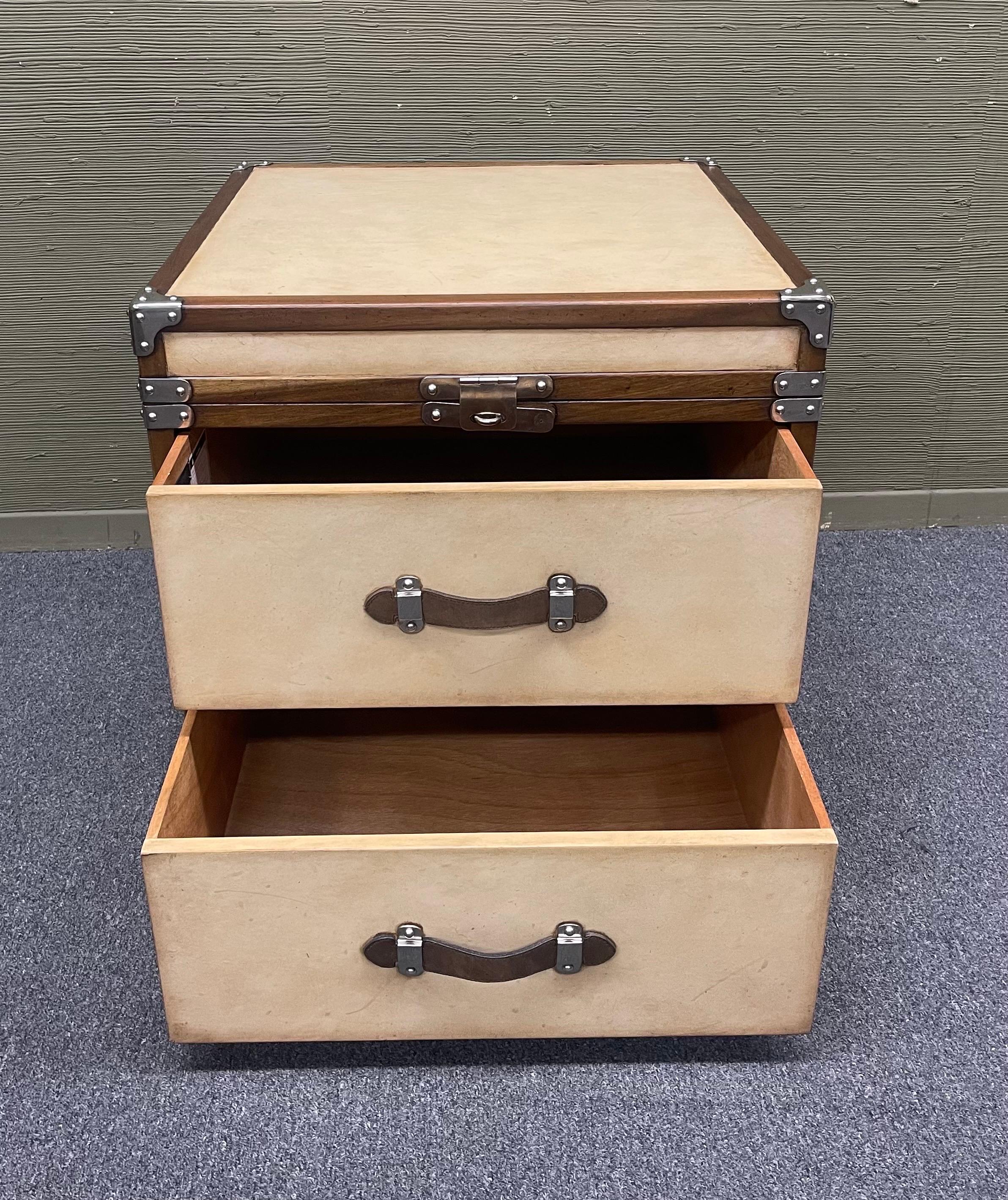 Steamer Trunk Style Two Drawer Chest by Archive Home for Century In Good Condition For Sale In San Diego, CA